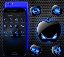 Motyw Neon Blue Black Apple screenshot 1