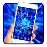 Neon Blau Broken Glass Theme Zeichen