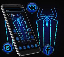 Blue Neon Light Spider Theme poster