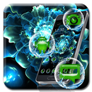 Blue Neon Flower Sparkle Theme APK