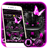 Dark Purple Neon Kitty Theme icône