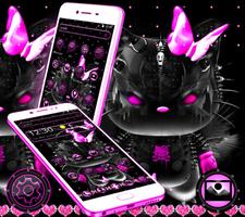 Dark Purple Neon Kitty Theme Poster