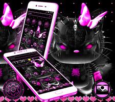 Dark Purple Neon Kitty Theme পোস্টার