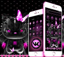 Dark Purple Neon Kitty Theme syot layar 1