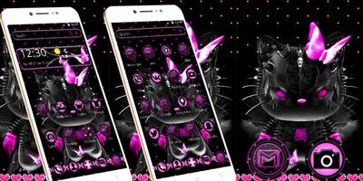 Dark Purple Neon Kitty Theme syot layar 3