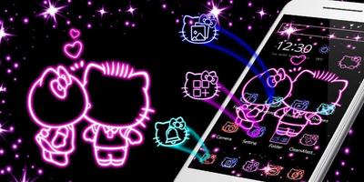 Neon Love Kitty Tema imagem de tela 3