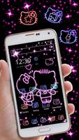 Neon Love Kitty Theme پوسٹر