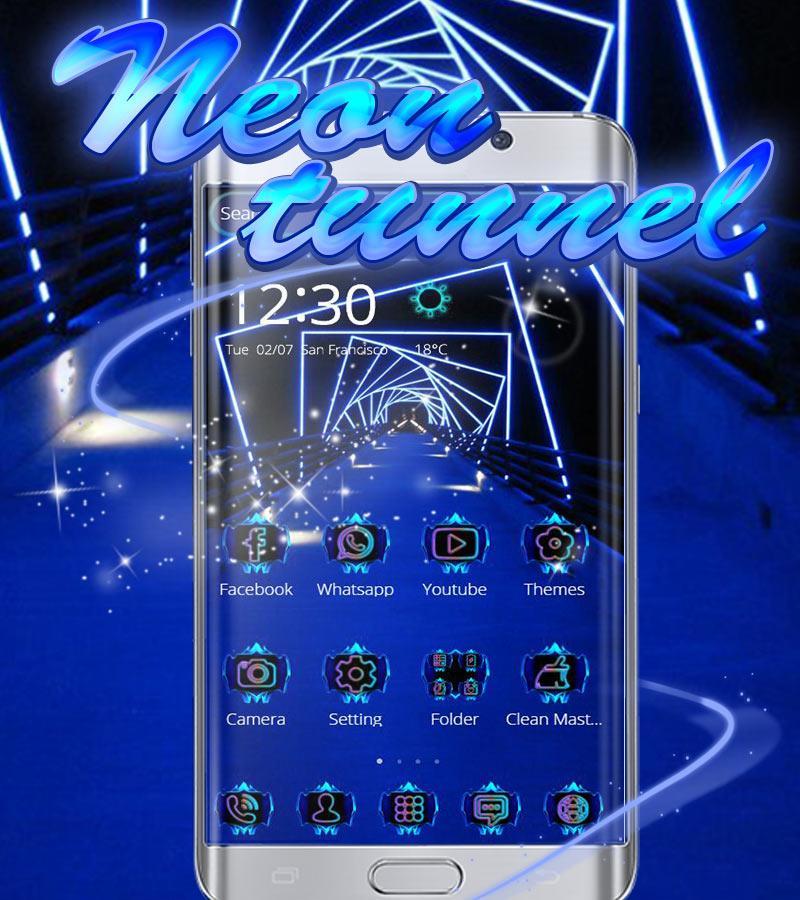 besluiten Lyrisch Intensief Blauw neon licht Thema Neon tunnel for Android - APK Download