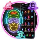 Neon-Rap-DJ-Affe-Thema Zeichen