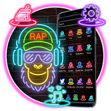 Neon-Rap-DJ-Affe-Thema Zeichen