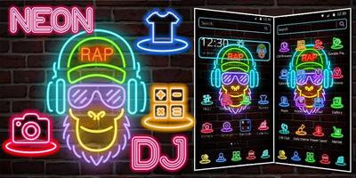 Neon Rap DJ Monkey Theme ảnh chụp màn hình 3