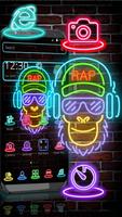 Neon-Rap-DJ-Affe-Thema Plakat