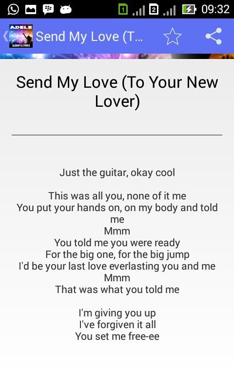 Adele Send My Love - Lyrics for Android - APK Download