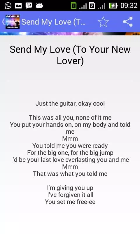 Download do APK de Adele Send My Love - Lyrics para Android