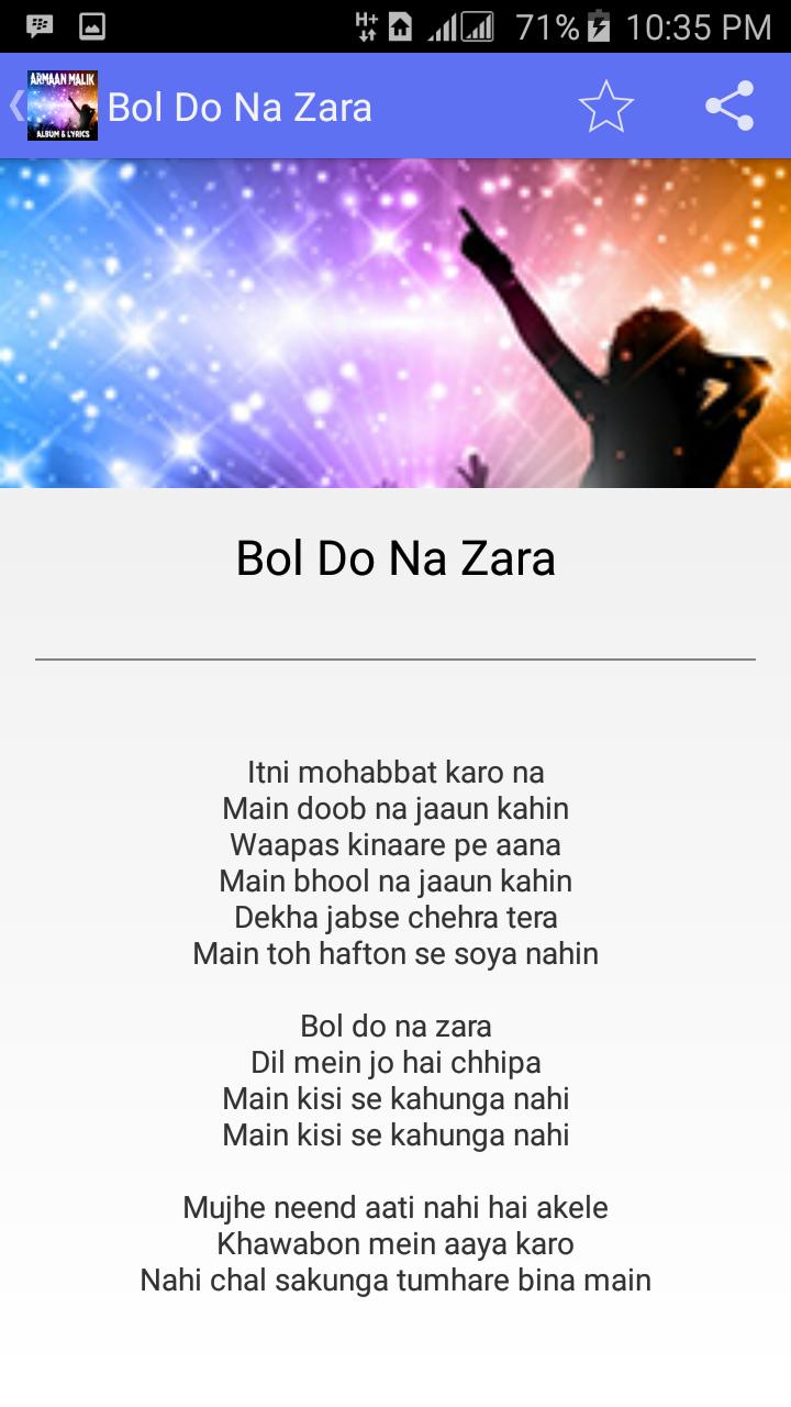 Bol Do Na Zara Songs Azhar APK pour Android Télécharger