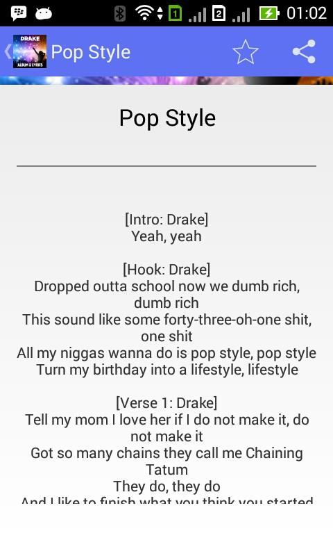 Drake Pop Style - Lyrics for Android - APK Download