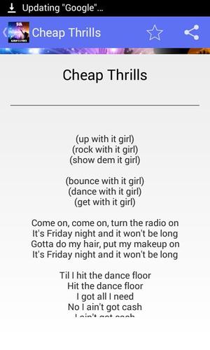 Sia Cheap Thrills - Lyrics APK for Android Download