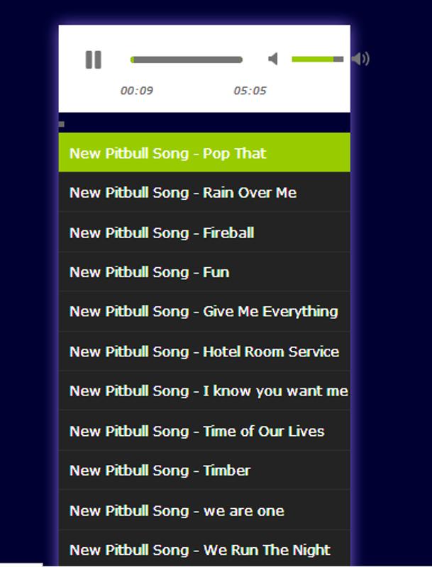 new pitbull song collection for android apk download