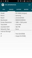 برنامه‌نما CPU Z : DEVICE INFORMATION عکس از صفحه