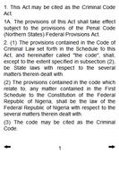 برنامه‌نما Nigerian Criminal Code Act عکس از صفحه