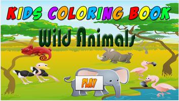 Kids Coloring Book wild animal poster