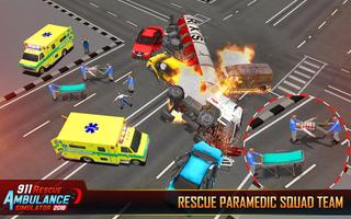 911 Ambulance Rescue City Sim الملصق