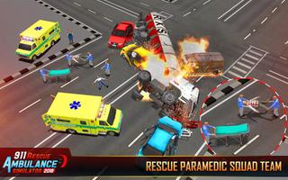 911 Ambulance Rescue City Sim Affiche