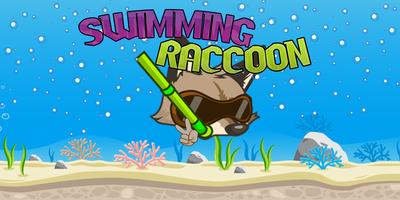 Swimming Raccoon poster