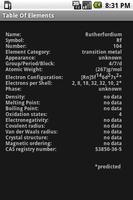 Table Of Elements ภาพหน้าจอ 1