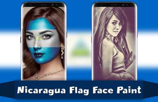 Nicaragua Flag Face Paint Affiche