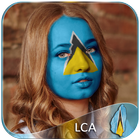 Saint Lucia Flag Face Paint - Paint Box Photograph ไอคอน