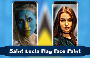 پوستر Saint Lucia Flag Face Paint - Paint Box Photograph
