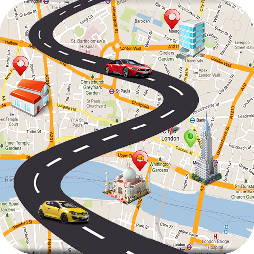 GPS Driving Route Planner with Navigation & Arrows