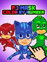 PJ Pixel Hero Masks - Color by Number Affiche