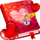 liefdesdagboek met sleutel-icoon