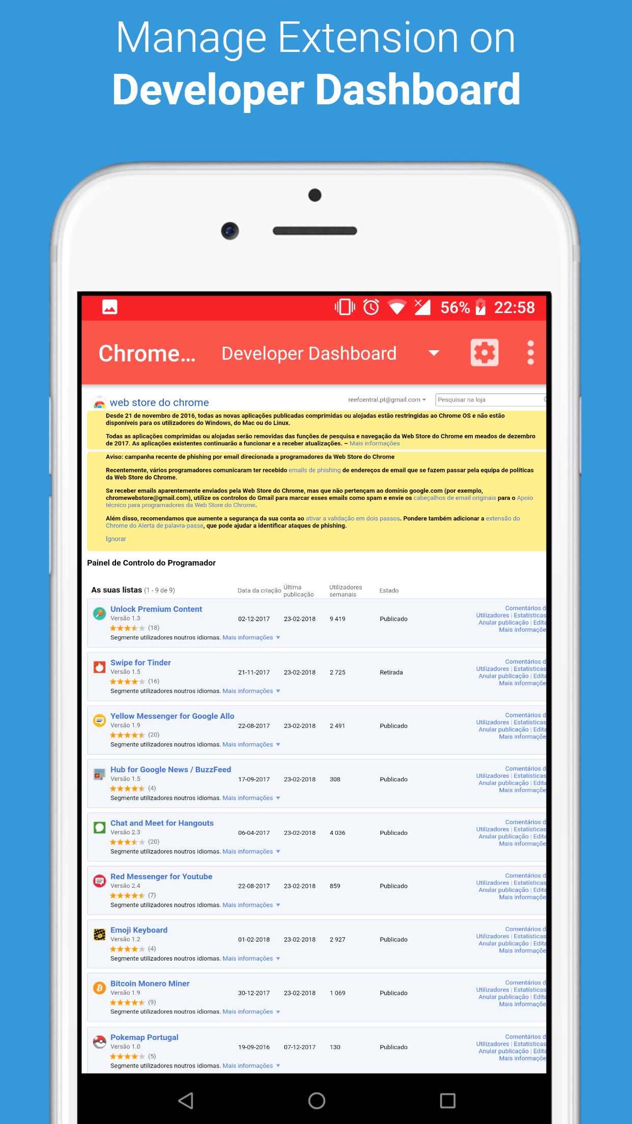 Developer Dashboard for Chrome Web Store for Android APK