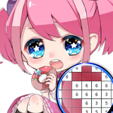 Pixel Nghệ thuật Anime Màu Bởi Con số Sandbox Tô biểu tượng