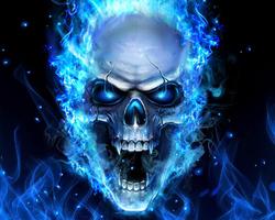 3D Blue Fire Skull Theme Wallpapers Ekran Görüntüsü 3