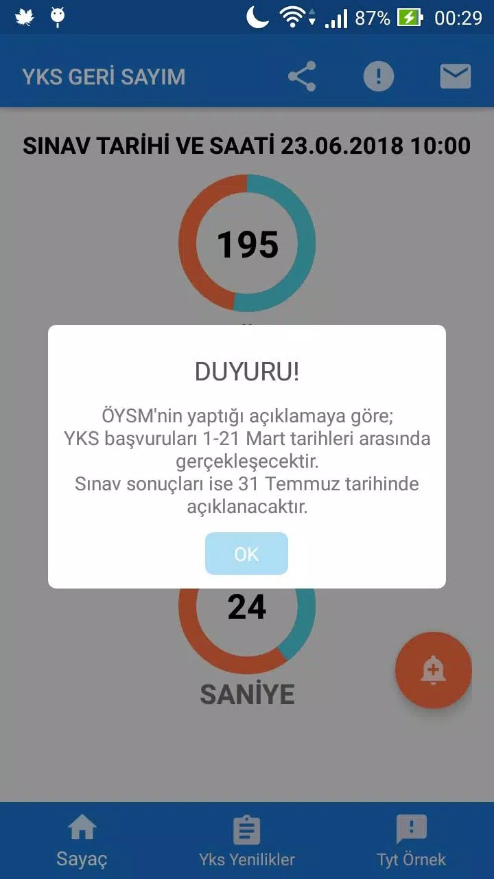 Android İndirme için YKS Geri Sayım (Tyt'ye Kaç Gün Kaldı) APK