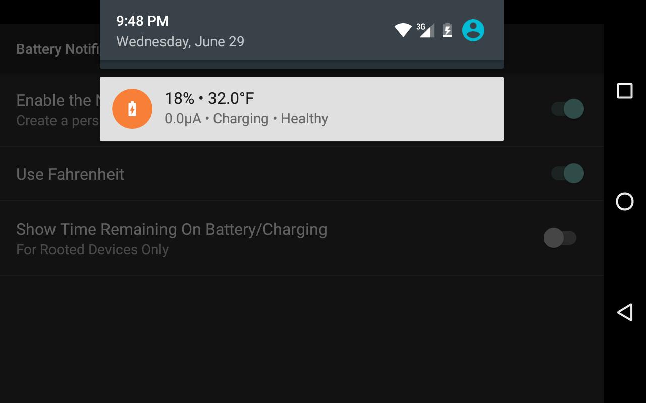 Battery notification