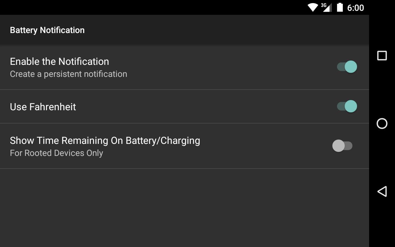 Battery notification