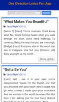 One Direction Lyrics Fan App captura de pantalla 2