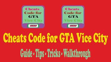 Cheats Code for GTA Vice City Affiche