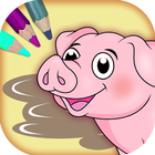 Farm animals coloring book icon