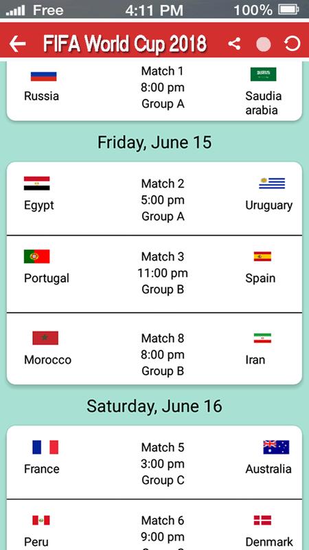 android 用の football world cup 2018 schedule world cup 2018 apk