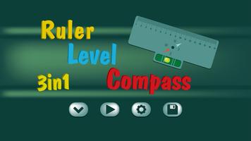 Bubble Level Ruler Compass 3in Affiche