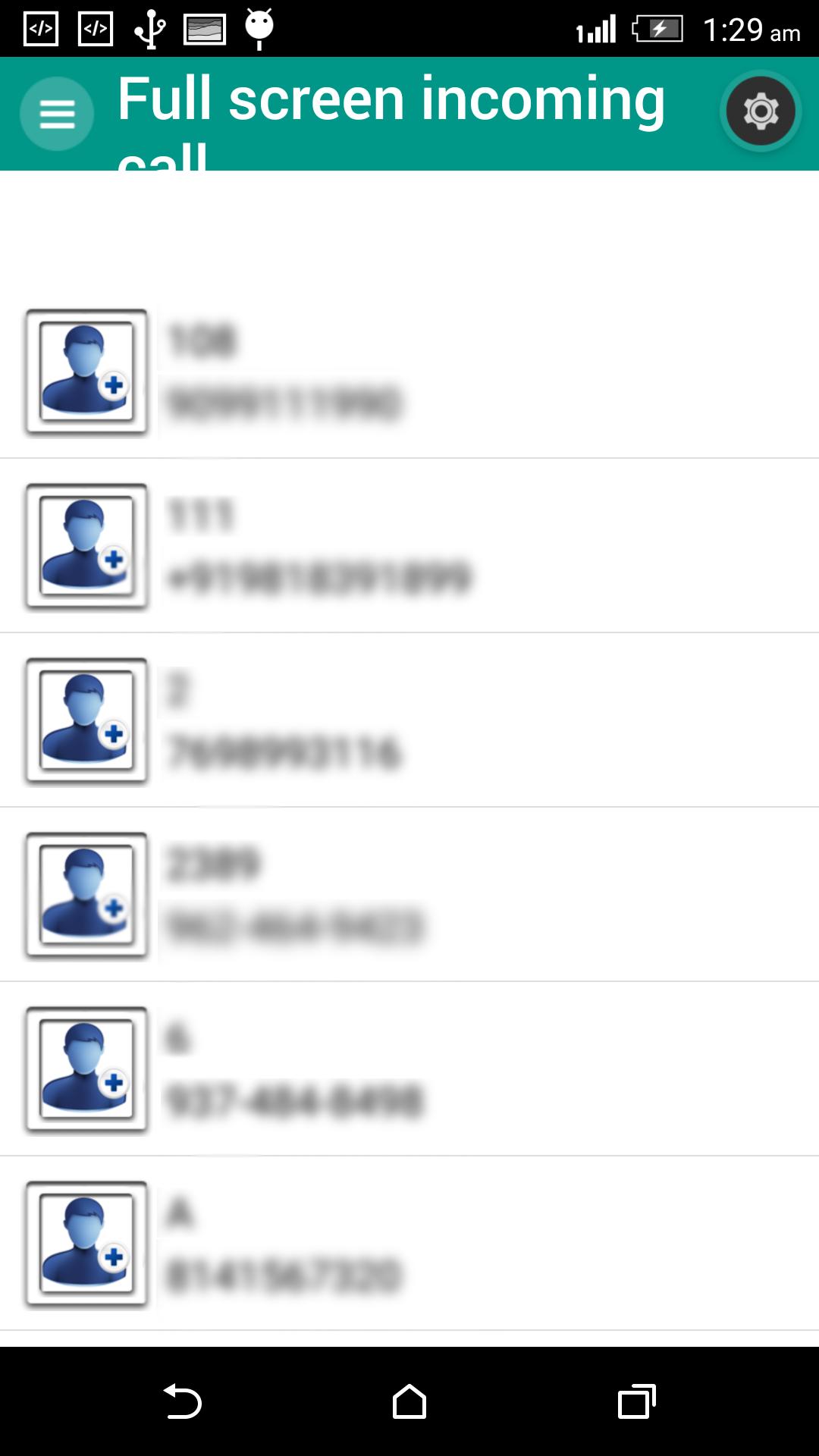 full screen photo incoming call android