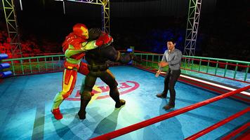 Super-héros Lutte Bataille Arène Bague Combat Affiche