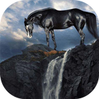 Horse at the waterfall live wp icône