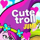 Jumping cute trolls icon